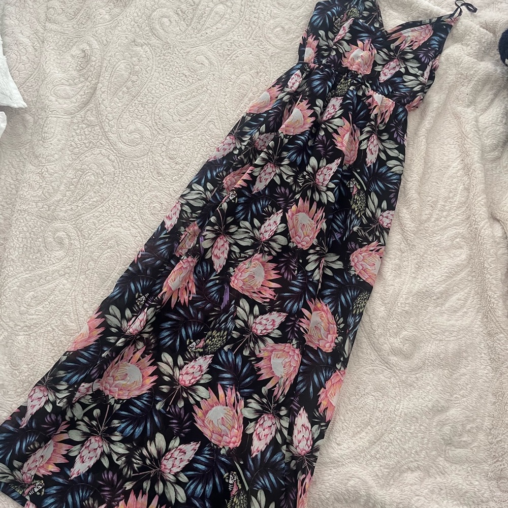 Floral Black and Pink Maxi Dress